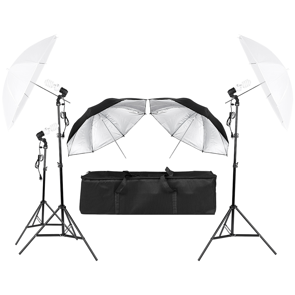Photography Umbrella Lighting Kit - 3 * 45 واط التصوير الفوتوغرافي