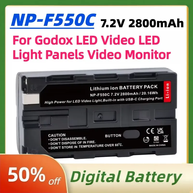 Video Led Light Panel - بطارية NP-F550C NP-F550 F570 بجهد 7.2