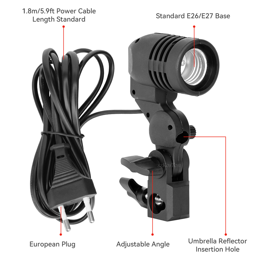 حامل لمبة برأس واحد E27 مقبس ف - مراجعة Photography Umbrella Lighting Kit وسعره
