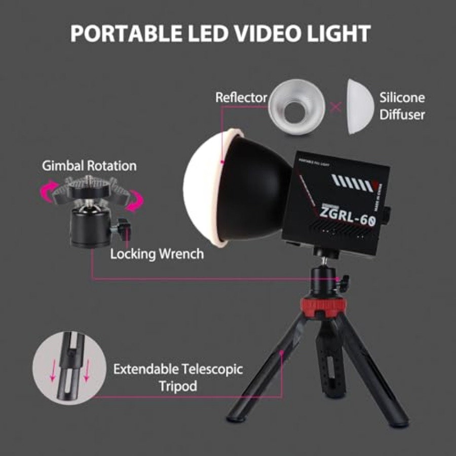 ضوء فيديو LED محمول بقوة 60 وا - مراجعة Photography Videos وسعره